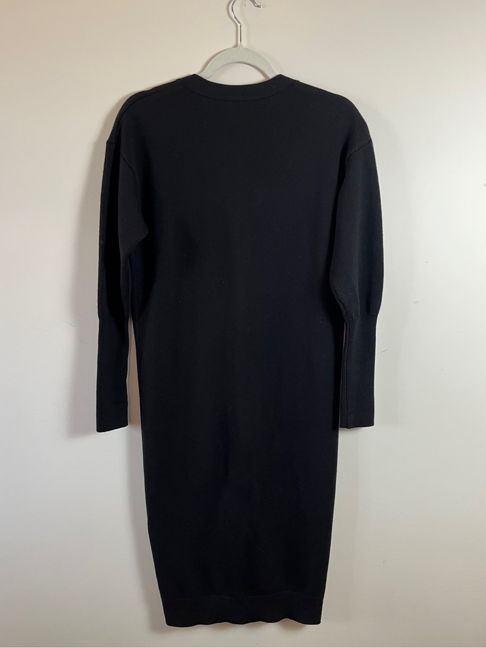 Aritzia Wilfred Utopia Sweater Dress XS Black Merino Wool V-Neck Button Front - Picture 3 of 7